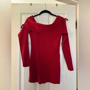 I.N. San Francisco Red Off-Shoulder Sweater Dress